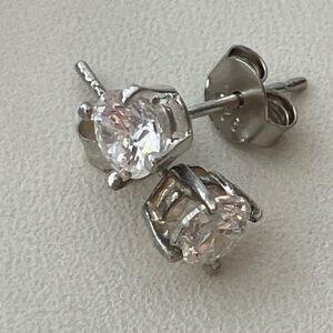 Sterling Silver CZ Stud Earrings